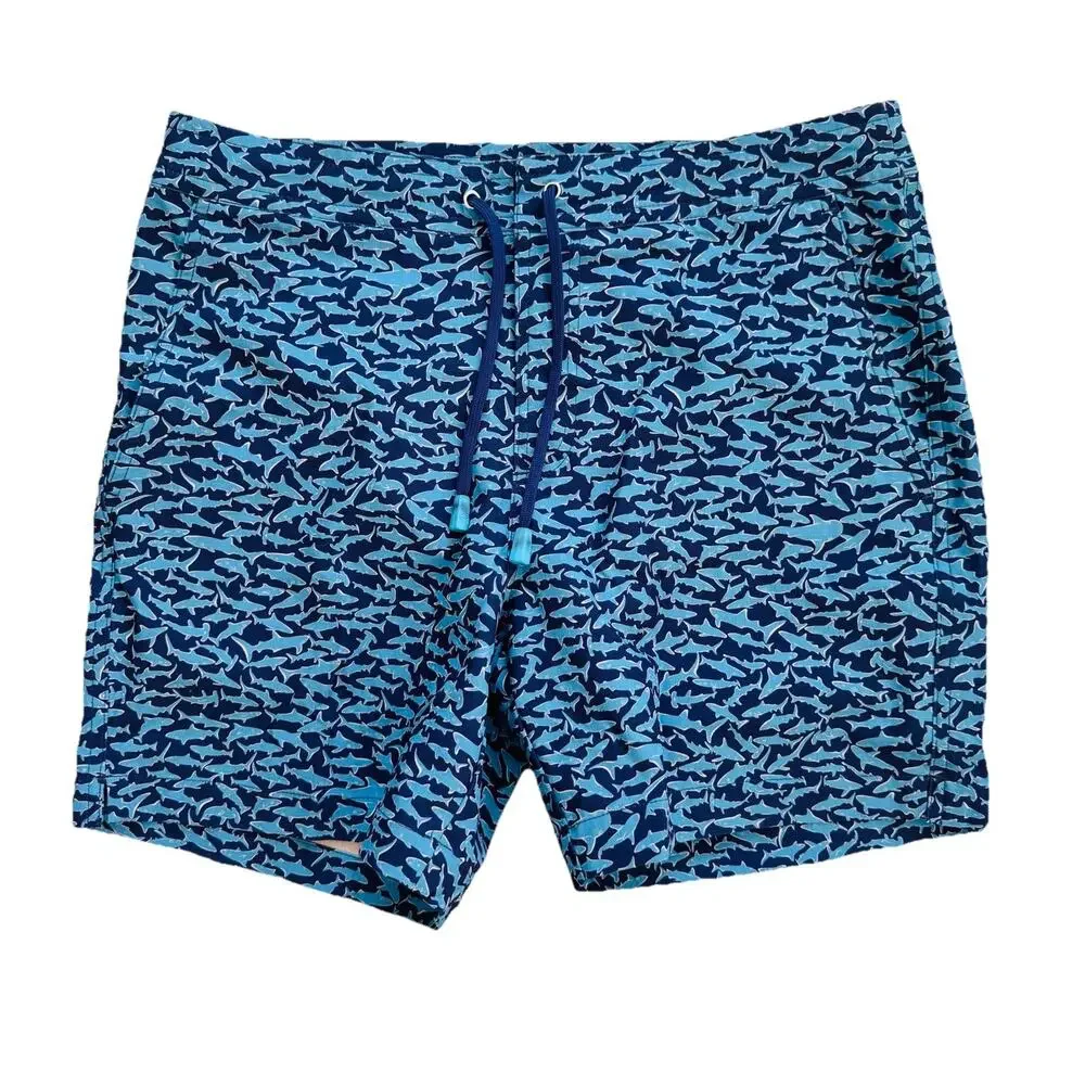 Tori Richard Tradewind Tech Sharks Lined Swim Trunks Shorts 32 EUC Beach Vaca